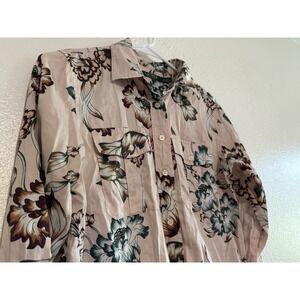 LAUREN RALPH LAUREN Womens sateen Floral Button Down Shirt Pink Long Sleeve Sm